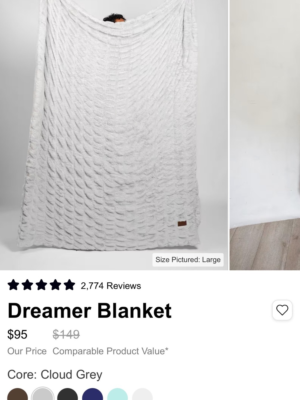 Dreamer Cloud Grey Plush Throw Blanket by Dreamer